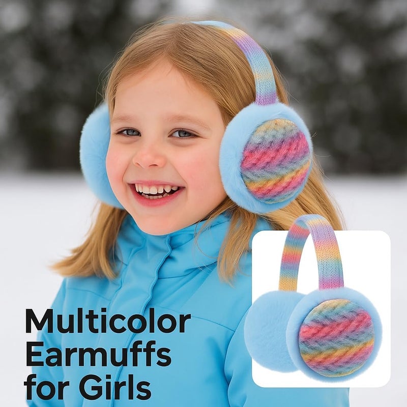 BUTITNOW Winter Knit EarMuffs for Kids Warm Furry Girls Ear Muffs Plush Toddler Ear Warmers Outdoor Ear Covers - Image 2